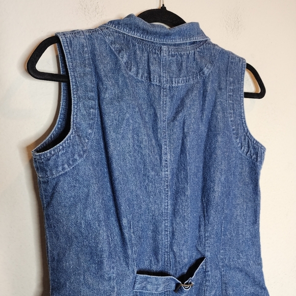 Boston Proper Denim Sleeveless Collared Button Front Romper. Size 6. Pockets. - Picture 9 of 15
